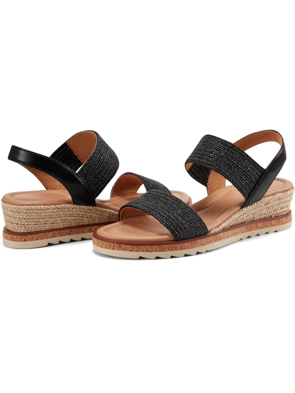 Easy Spirit Black Woven Slingback Platform Sandals